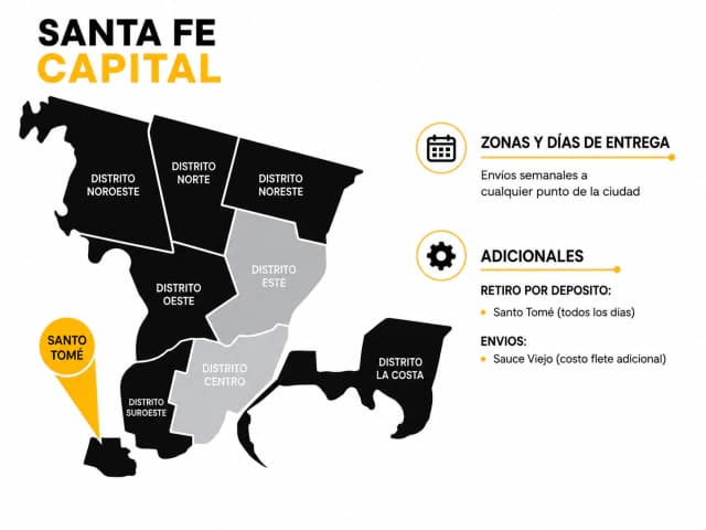 Mapa de zonas y días de entrega en Santa Fe Capital
