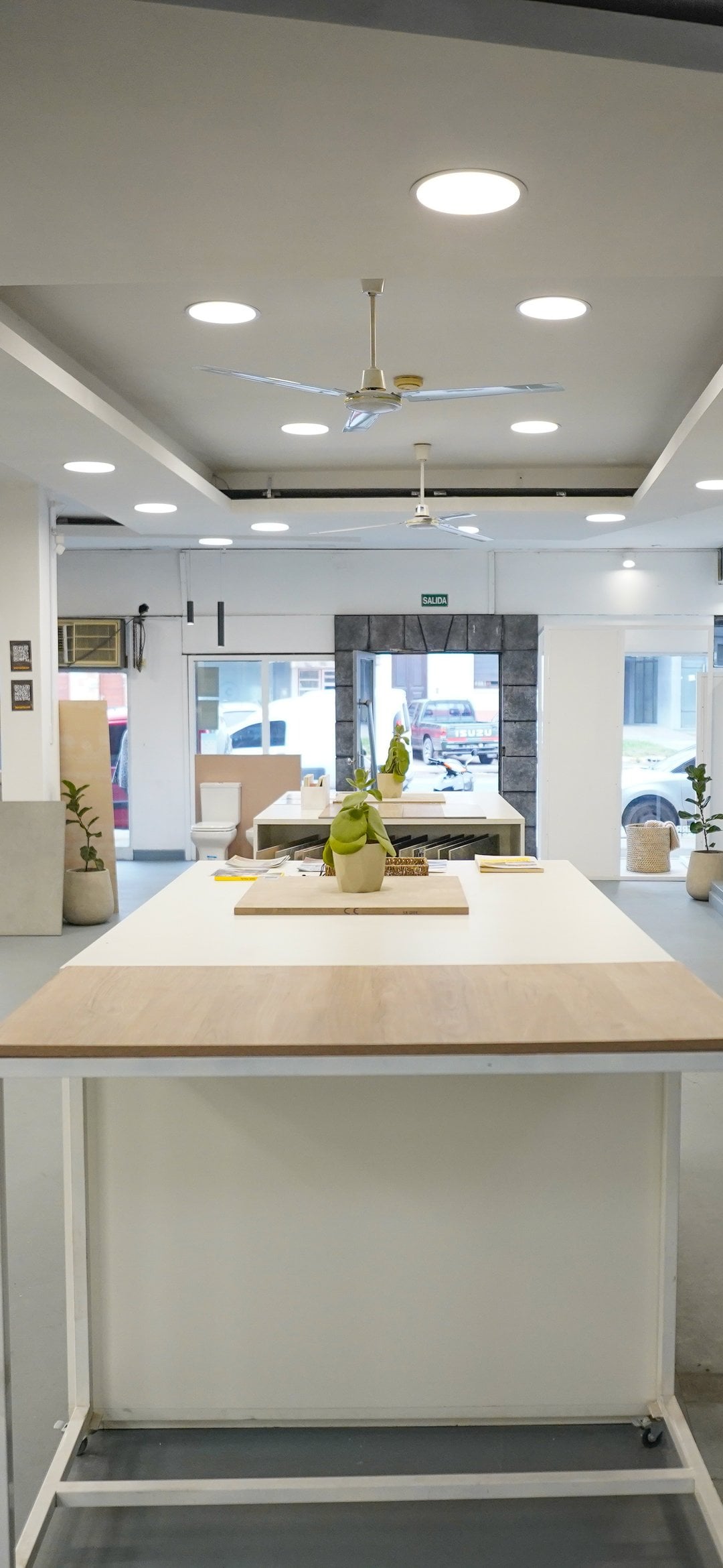 Detalle del showroom de Trino Diseños, una planta sobre la mesada